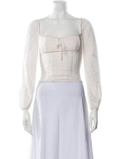 Pre-owned Reformation Square Neckline Long Sleeve Blouse In Neutral