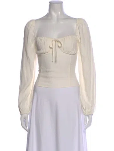 Pre-owned Reformation Square Neckline Long Sleeve Blouse In Neutral