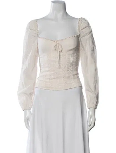 Pre-owned Reformation Square Neckline Long Sleeve Blouse In Neutrals