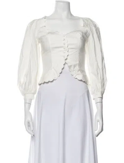 Pre-owned Reformation Square Neckline Long Sleeve Blouse In Neutrals