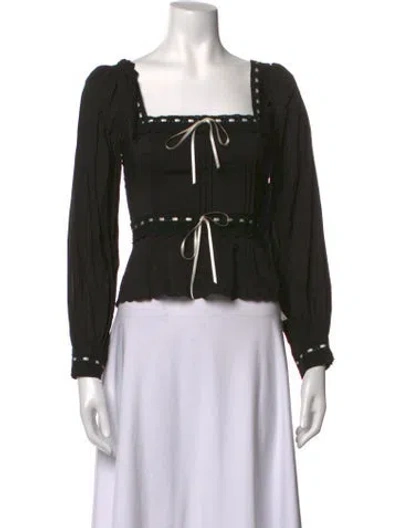 Pre-owned Reformation Square Neckline Long Sleeve Blouse W/ Tags In Black