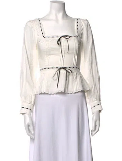 Pre-owned Reformation Square Neckline Long Sleeve Blouse W/ Tags In White