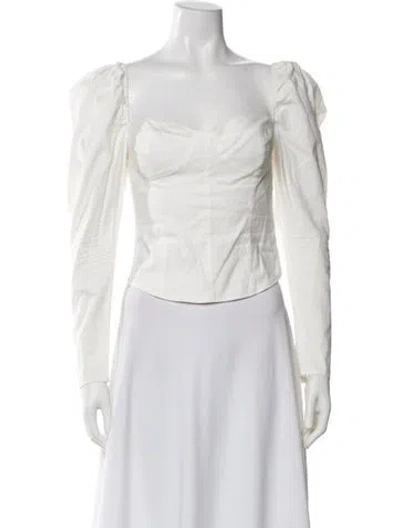 Pre-owned Reformation Square Neckline Long Sleeve Blouse In White