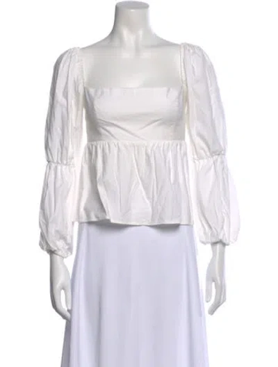 Pre-owned Reformation Square Neckline Long Sleeve Blouse In White