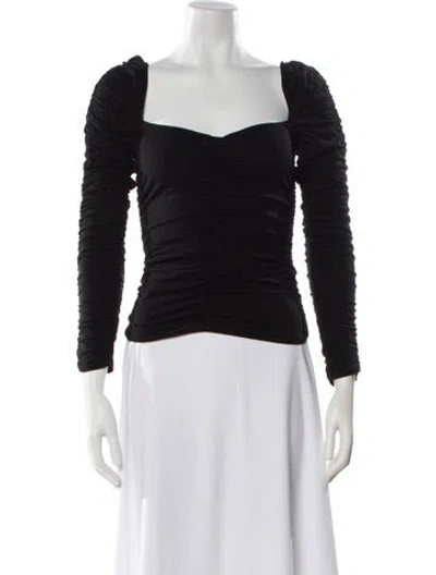 Pre-owned Reformation Square Neckline Long Sleeve Top In Black