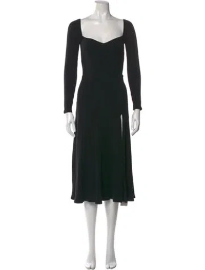 Pre-owned Reformation Square Neckline Midi Length Dress In Black