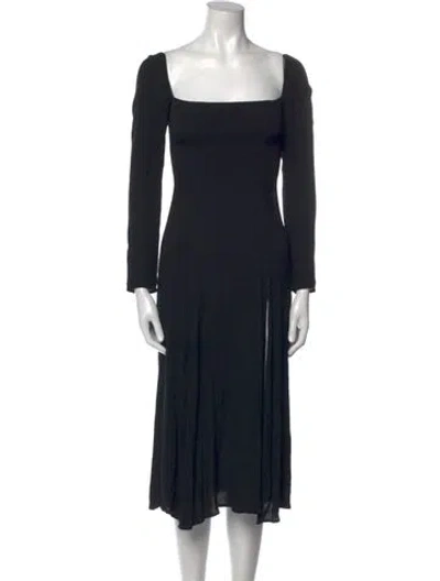 Pre-owned Reformation Square Neckline Midi Length Dress In Black