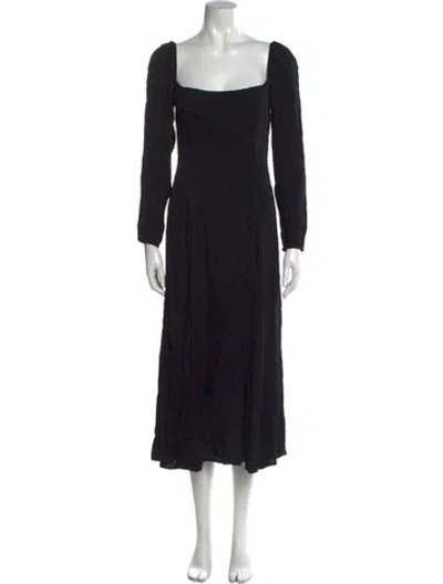 Pre-owned Reformation Square Neckline Midi Length Dress In Black