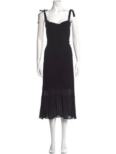 Pre-owned Reformation Square Neckline Midi Length Dress In Black