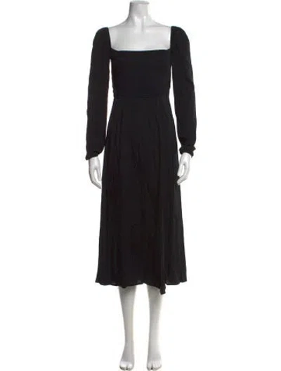 Pre-owned Reformation Square Neckline Midi Length Dress In Black