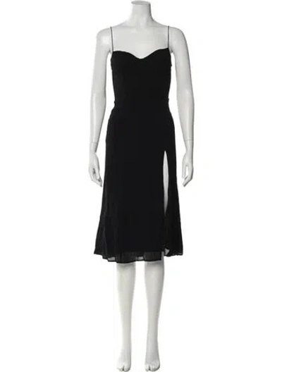 Pre-owned Reformation Square Neckline Midi Length Dress In Black