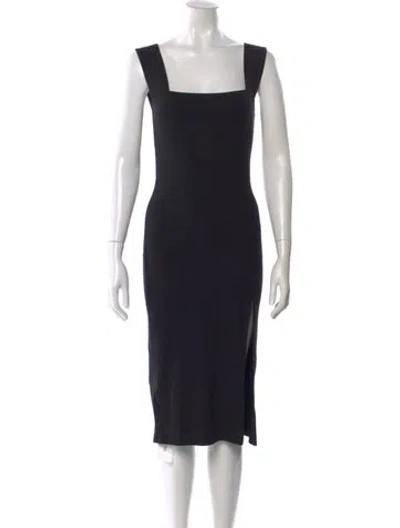 Pre-owned Reformation Square Neckline Midi Length Dress In Black