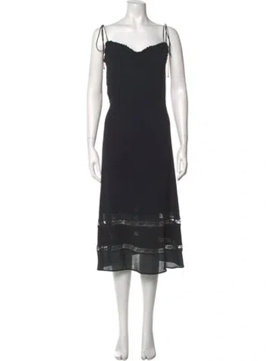 Pre-owned Reformation Square Neckline Midi Length Dress In Black