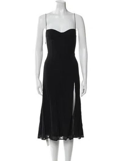 Pre-owned Reformation Square Neckline Midi Length Dress In Black