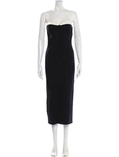 Pre-owned Reformation Square Neckline Midi Length Dress In Black