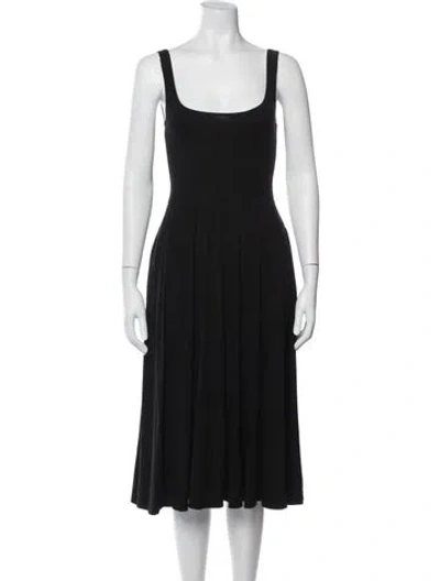 Pre-owned Reformation Square Neckline Midi Length Dress In Black