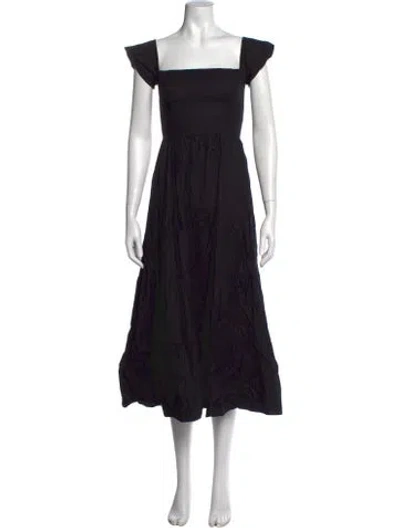 Pre-owned Reformation Square Neckline Midi Length Dress In Black