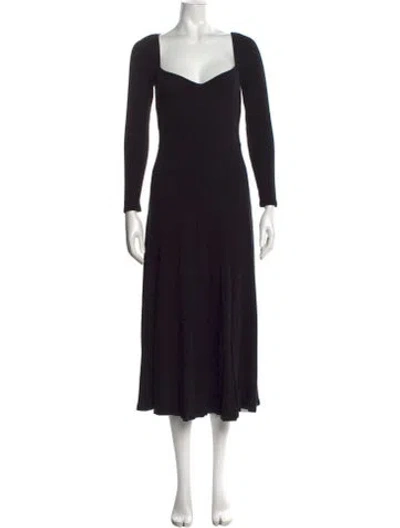 Pre-owned Reformation Square Neckline Midi Length Dress In Black