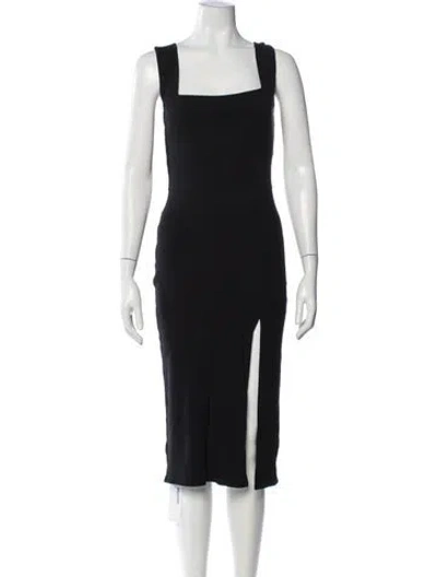 Pre-owned Reformation Square Neckline Midi Length Dress In Black