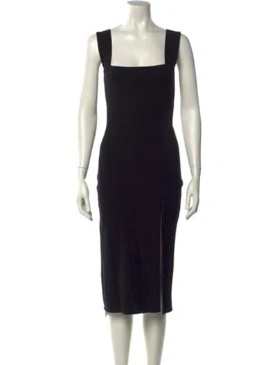 Pre-owned Reformation Square Neckline Midi Length Dress In Black