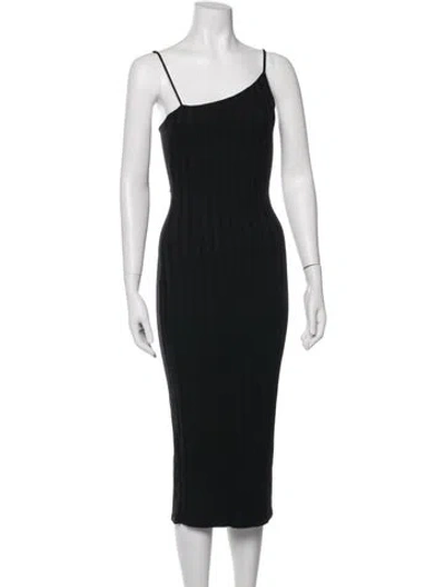 Pre-owned Reformation Square Neckline Midi Length Dress In Black