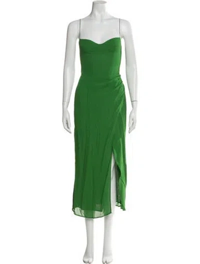 Pre-owned Reformation Square Neckline Midi Length Dress In Green