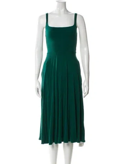 Pre-owned Reformation Square Neckline Midi Length Dress In Green