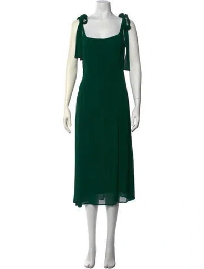 Pre-owned Reformation Square Neckline Midi Length Dress In Green