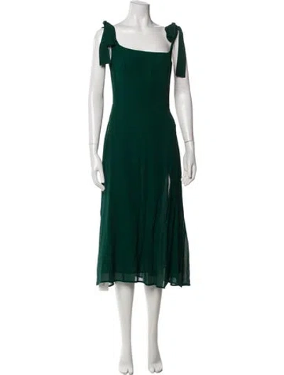 Pre-owned Reformation Square Neckline Midi Length Dress In Green