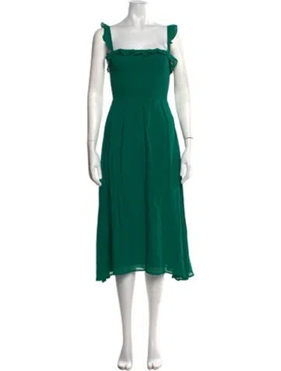 Pre-owned Reformation Square Neckline Midi Length Dress In Green