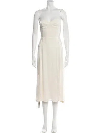 Pre-owned Reformation Square Neckline Midi Length Dress In Neutral