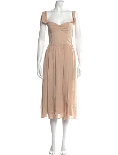 Pre-owned Reformation Square Neckline Midi Length Dress In Neutral