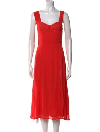 Pre-owned Reformation Square Neckline Midi Length Dress In Orange