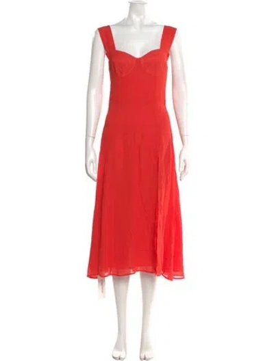 Pre-owned Reformation Square Neckline Midi Length Dress In Orange