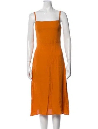 Pre-owned Reformation Square Neckline Midi Length Dress In Orange