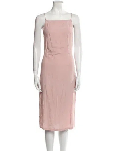 Pre-owned Reformation Square Neckline Midi Length Dress In Pink