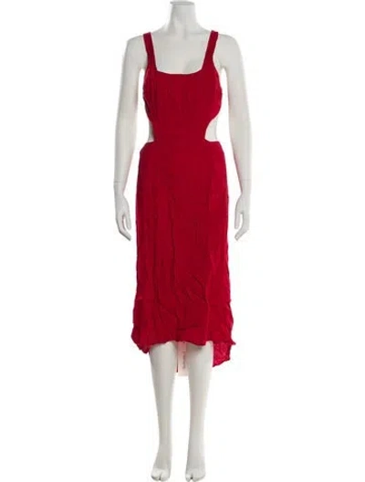 Pre-owned Reformation Square Neckline Midi Length Dress In Red