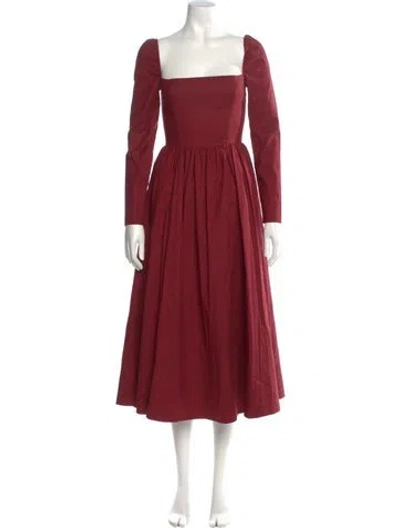 Pre-owned Reformation Square Neckline Midi Length Dress In Red