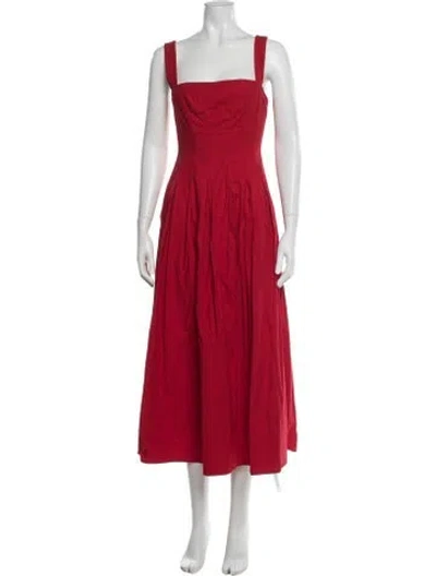 Pre-owned Reformation Square Neckline Midi Length Dress In Red