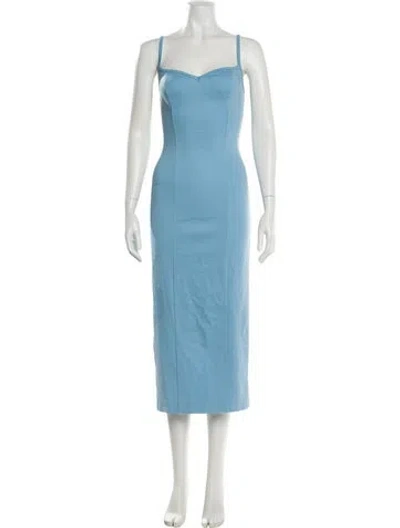 Pre-owned Reformation Square Neckline Midi Length Dress W/ Tags In Blue