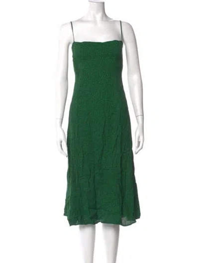 Pre-owned Reformation Square Neckline Midi Length Dress W/ Tags In Green