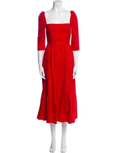 Pre-owned Reformation Square Neckline Midi Length Dress W/ Tags In Red