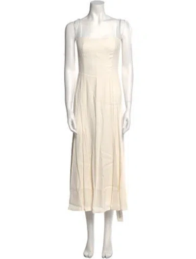 Pre-owned Reformation Square Neckline Midi Length Dress In White