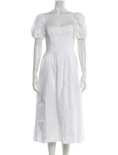 Pre-owned Reformation Square Neckline Midi Length Dress In White