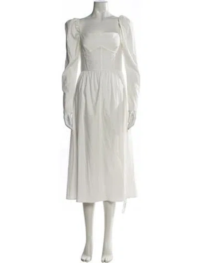 Pre-owned Reformation Square Neckline Midi Length Dress In White