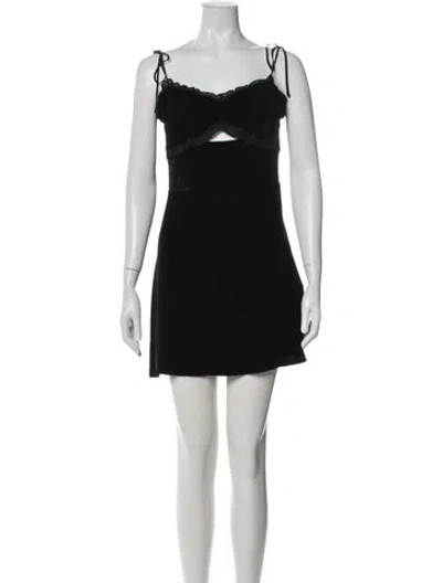Pre-owned Reformation Square Neckline Mini Dress In Black