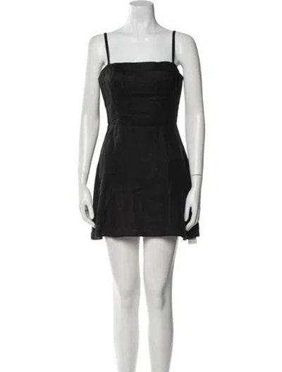 Pre-owned Reformation Square Neckline Mini Dress In Black