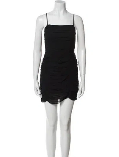 Pre-owned Reformation Square Neckline Mini Dress In Black