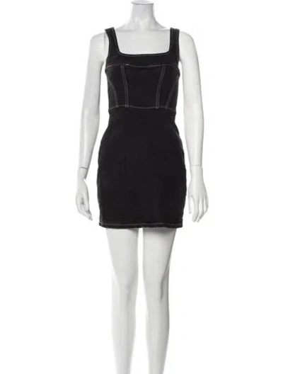 Pre-owned Reformation Square Neckline Mini Dress In Black