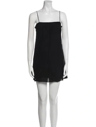 Pre-owned Reformation Square Neckline Mini Dress In Black